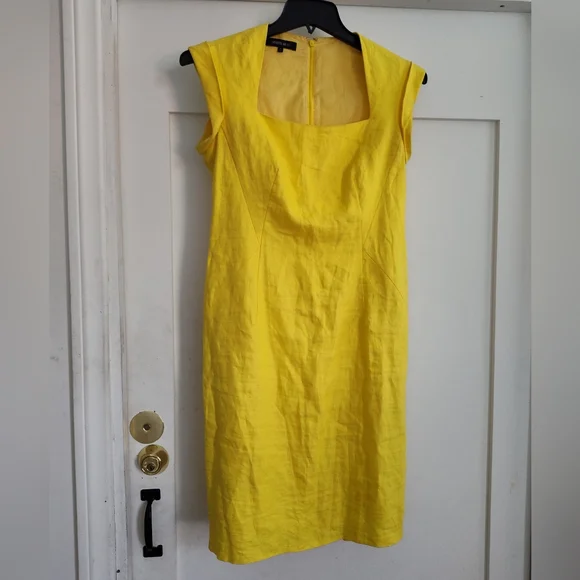 Lafayette 148 New York Vibrant Yellow Midi Dress - Picture 4 of 12